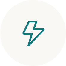 Teal lightning bolt symbol on a white background