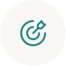 Target icon with a dart in the center on a white background