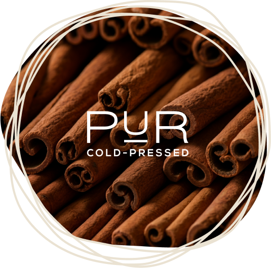 Cinnamon sticks overlayed with the PUR logo