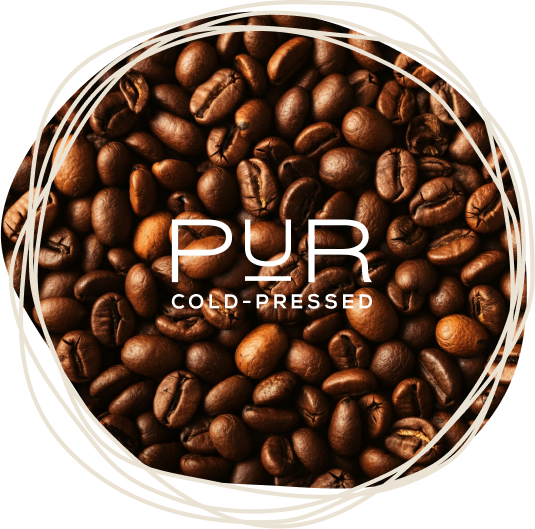 Coffee beans overlayed with the PUR logo