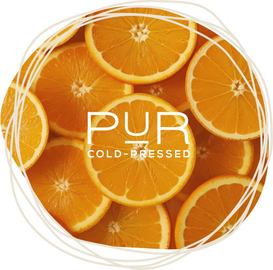 Oranges overlayed with the PUR logo