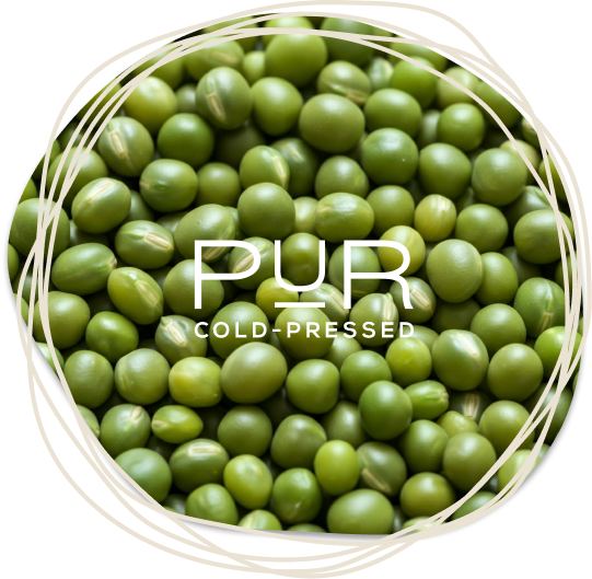 Peas overlayed with the PUR logo