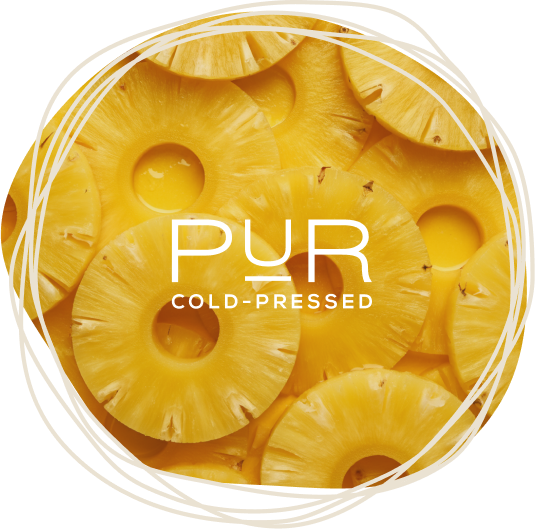 Pineapple slices overlayed with the PUR logo