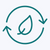 Eco-friendly sustainability icon with circular arrows and leaf symbol representing PUR’s commitment to recycling and green practices.