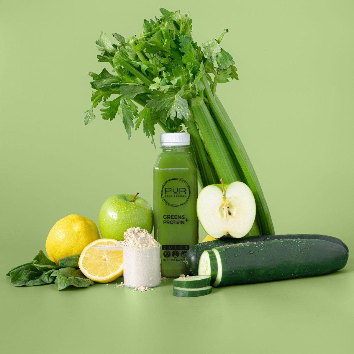 GREENS + PROTEIN COLD PRESSED JUICE - PUR Cold Pressed Juice - Individual Juice - Juice - Protein - Individual Juice