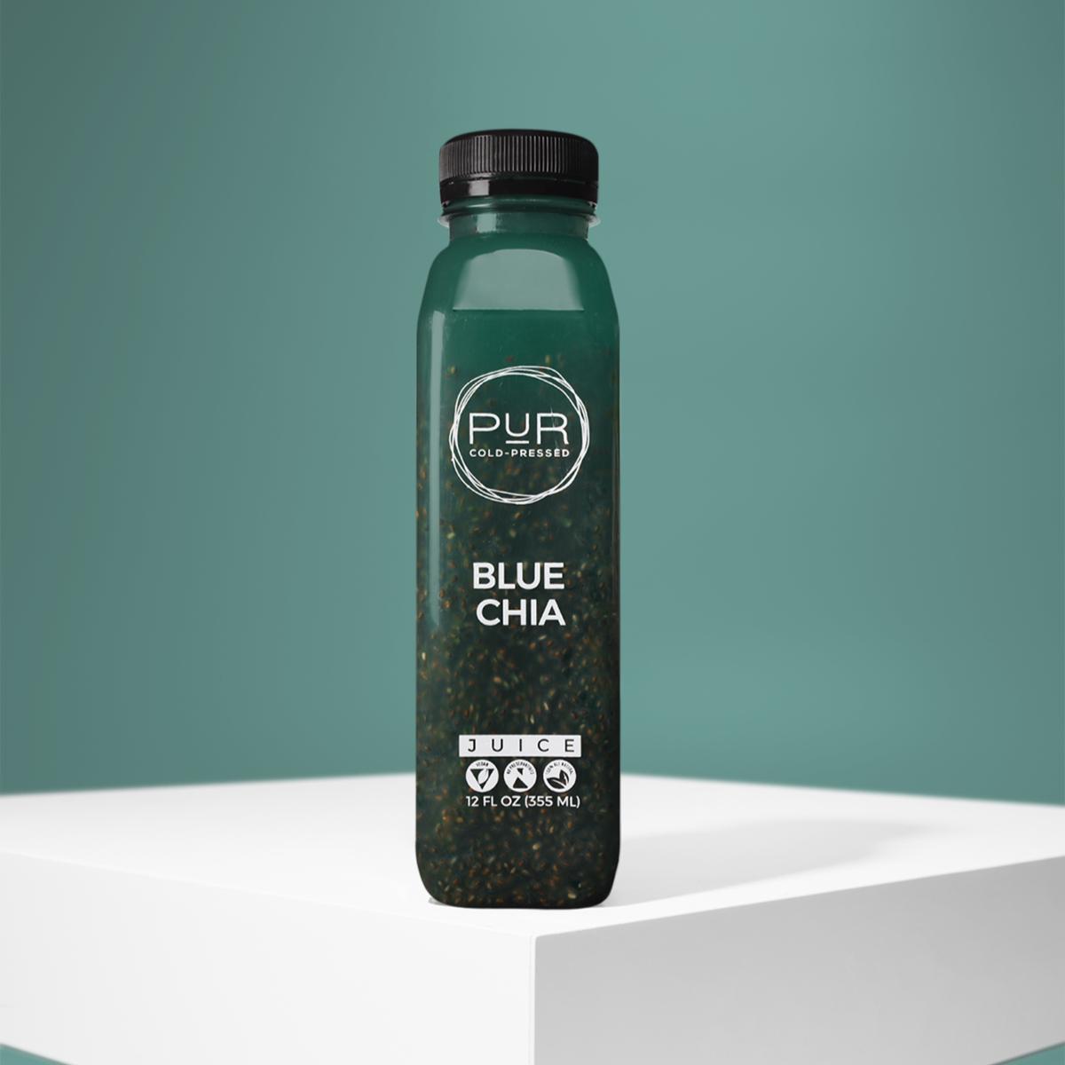 PUR juice cleanse cold pressed juice BLUE CHIA COLD PRESSED JUICE Blue Chia Juice | Apple, Pineapple | PUR Individual Juice