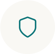 Teal shield icon on a white background