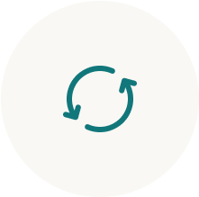 Circular icon with two arrows forming a loop on a white background