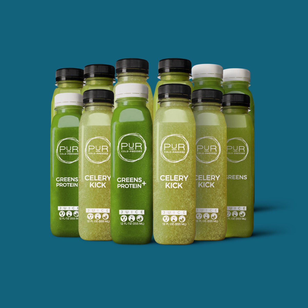 GREENS MEDLEY DAILY JUICE PACK - PUR Cold Pressed Juice - Celery Kick - Daily Juice Packs - Greens - Juice Kit