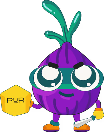 PUR brand mascot illustration
