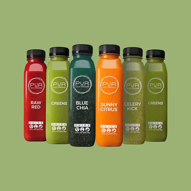 PUR daily wellness juice routine selection
