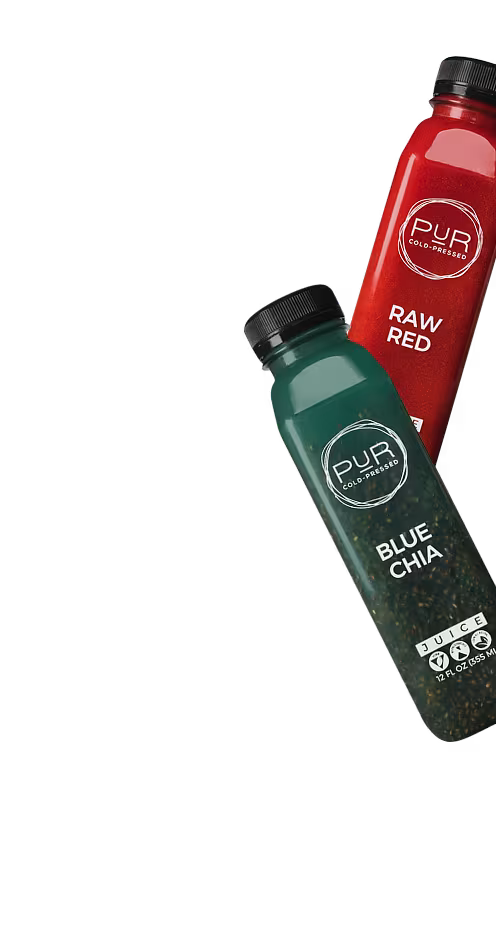 PUR wellness juice bottles
