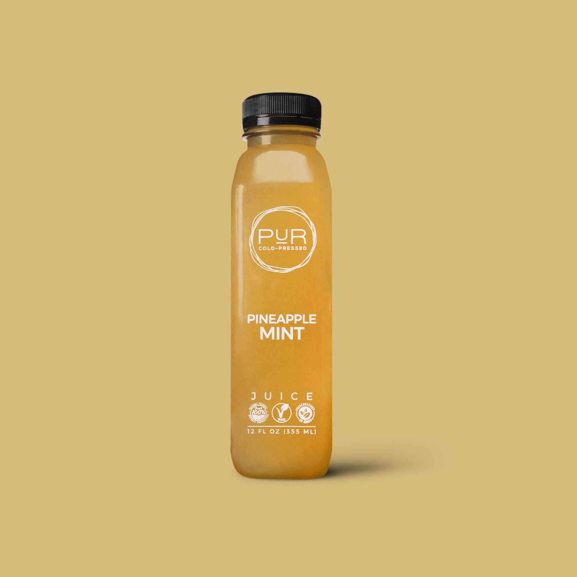 PUR juice cleanse cold pressed juice PINEAPPLE MINT COLD PRESSED JUICE Cold-Pressed Pineapple Juice With Mint | PUR Individual Juice