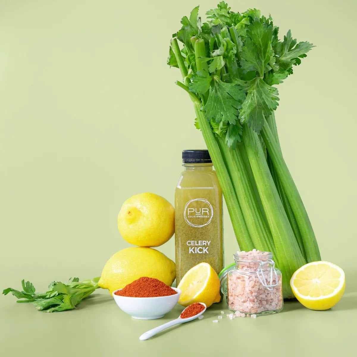 Organic Celery and Ginger Cold-Pressed Juice Bottle