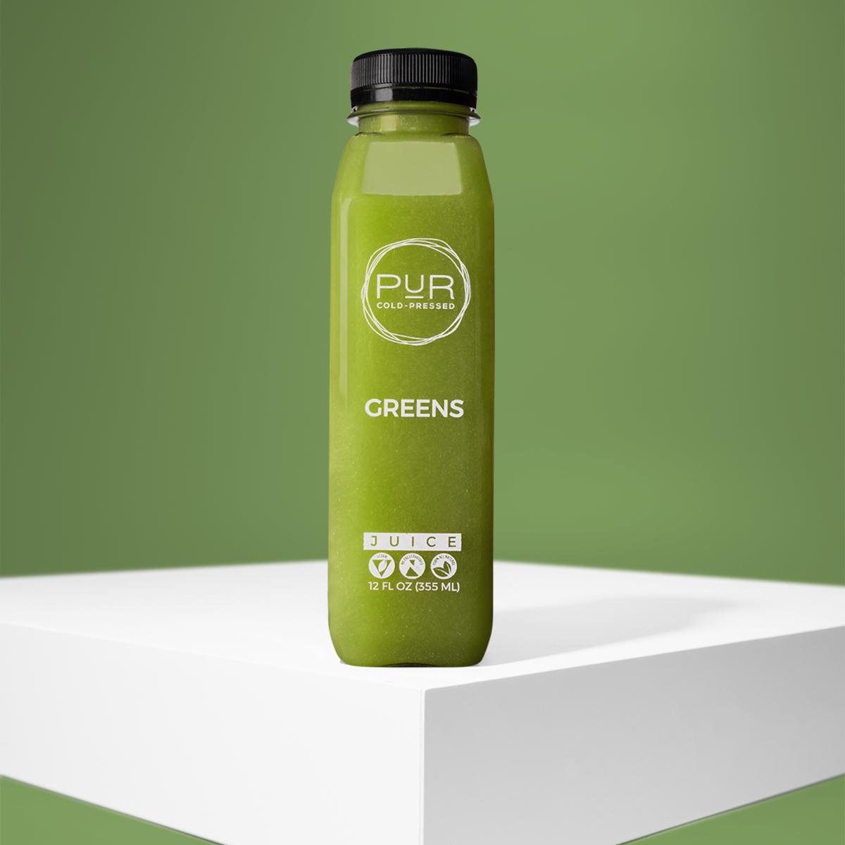 PUR juice cleanse cold pressed juice GREENS COLD PRESSED JUICE BYO-12oz  Individual Juice